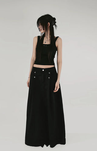 MUMU DOUBLE SNAP PINTUCK LONG SKIRT