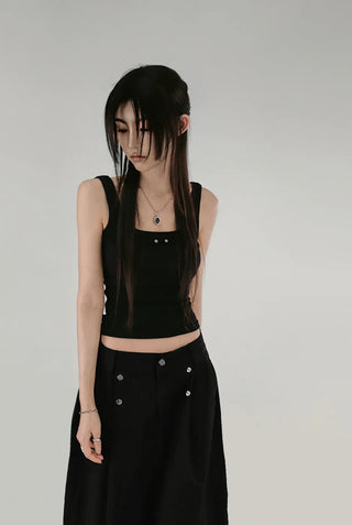 MUMU DOUBLE SNAP PINTUCK LONG SKIRT