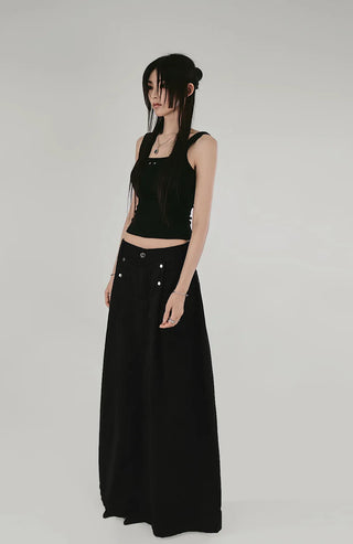 MUMU DOUBLE SNAP PINTUCK LONG SKIRT