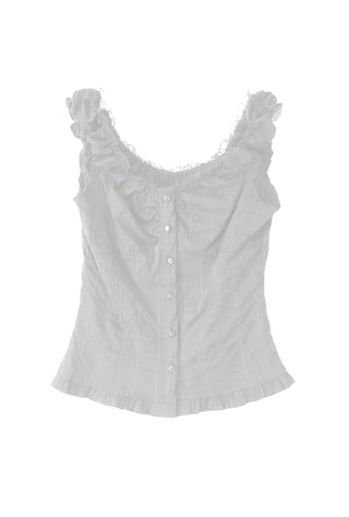 LITTLE LACE SLUB FRILL OFF-SLEEVELESS BLOUSE