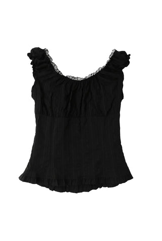LITTLE LACE SLUB FRILL OFF-SLEEVELESS BLOUSE