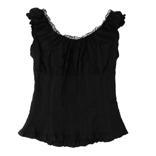 LITTLE LACE SLUB FRILL OFF-SLEEVELESS BLOUSE