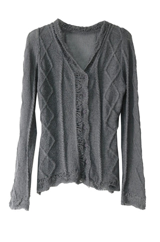 ETHNIC LOOSE FIT LACE FRILL KNIT CARDIGAN
