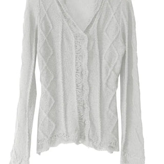 ETHNIC LOOSE FIT LACE FRILL KNIT CARDIGAN