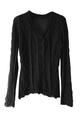 ETHNIC LOOSE FIT LACE FRILL KNIT CARDIGAN