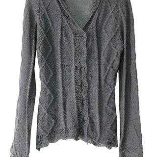 ETHNIC LOOSE FIT LACE FRILL KNIT CARDIGAN