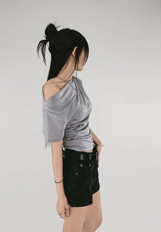 CHEEK HOT BLACK JEANS DENIM SHORTS