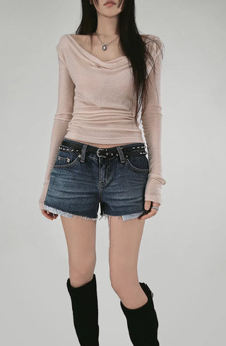 Ballet Soft Loose-Fit Drape Long-Sleeved T-Shirt