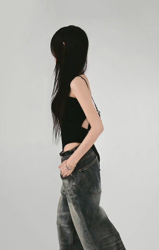 TREE CAT WASHED WIDE MAXI DENIM PANTS