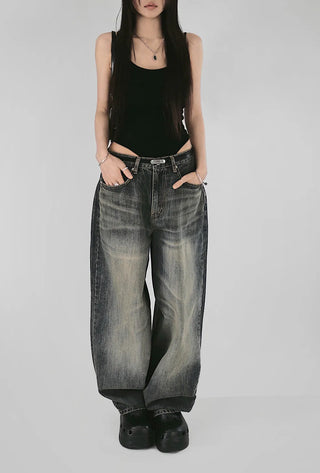 TREE CAT WASHED WIDE MAXI DENIM PANTS
