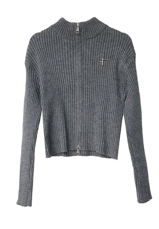 PENNING TWO-WAY KNIT ZIP-UP CARDIGAN