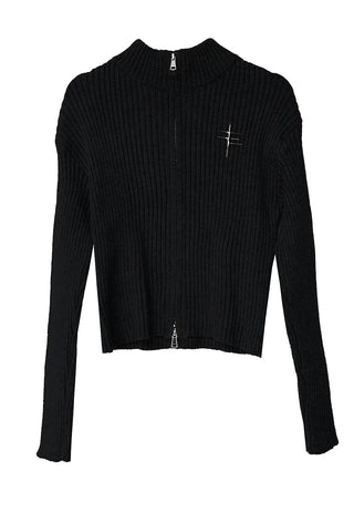 PENNING TWO-WAY KNIT ZIP-UP CARDIGAN