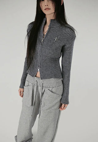 PENNING TWO-WAY KNIT ZIP-UP CARDIGAN