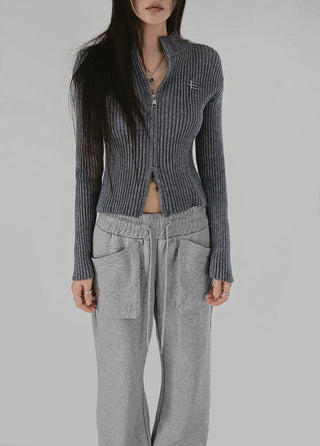 PENNING TWO-WAY KNIT ZIP-UP CARDIGAN