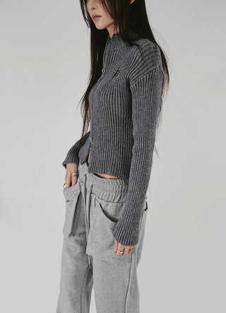 PENNING TWO-WAY KNIT ZIP-UP CARDIGAN