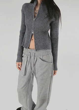 PENNING TWO-WAY KNIT ZIP-UP CARDIGAN