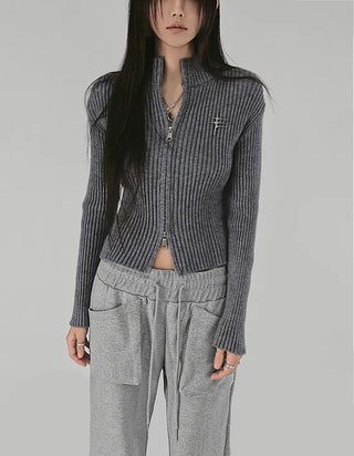 PENNING TWO-WAY KNIT ZIP-UP CARDIGAN