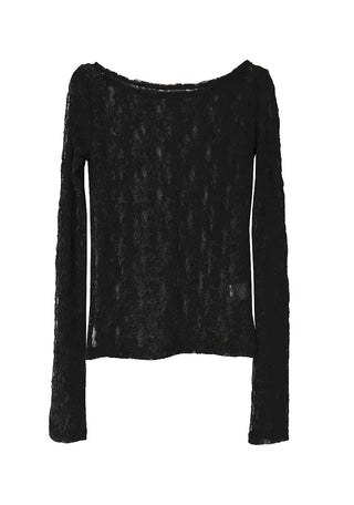 THE FLOWER SEE-THROUGH LACE LONG-SLEEVED T