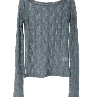 THE FLOWER SEE-THROUGH LACE LONG-SLEEVED T