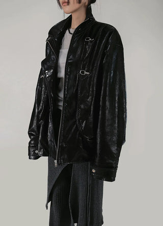 BERKELEY OVERSIZED-FIT HALF LEATHER JACKET