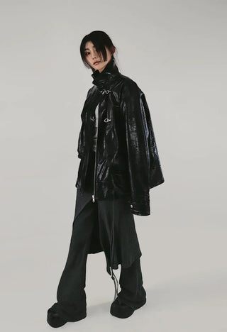 BERKELEY OVERSIZED-FIT HALF LEATHER JACKET