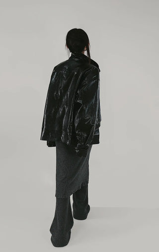 BERKELEY OVERSIZED-FIT HALF LEATHER JACKET