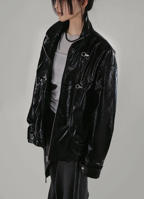 BERKELEY OVERSIZED-FIT HALF LEATHER JACKET