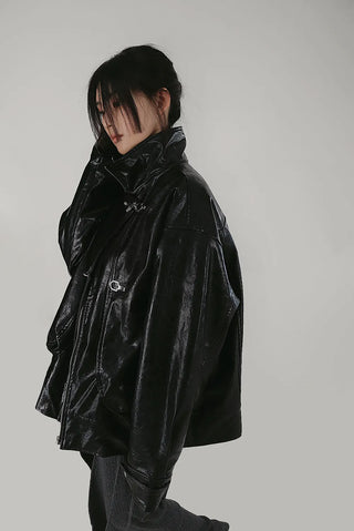 BERKELEY OVERSIZED-FIT HALF LEATHER JACKET