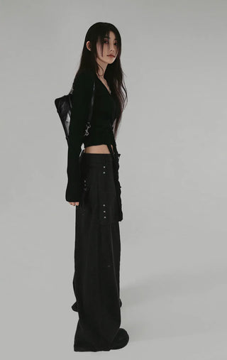 IS WRAP HOOD V-NECK STRAP HOODED CARDIGAN