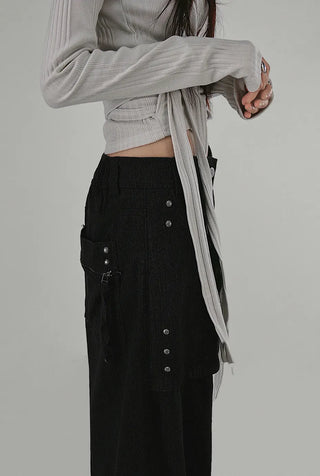 IS WRAP HOOD V-NECK STRAP HOODED CARDIGAN
