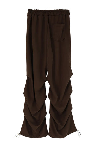 Gig Shirring Rivet Banding Wide Two-Way Sweatpants Shirring Banding Sweatpants