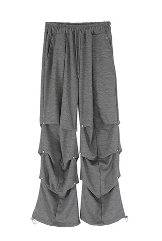 Gig Shirring Rivet Banding Wide Two-Way Sweatpants Shirring Banding Sweatpants