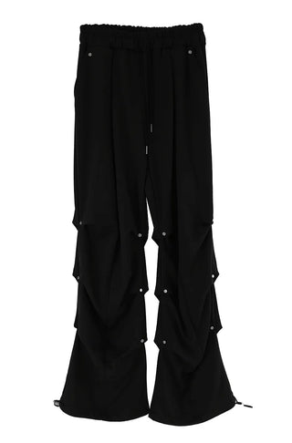 Gig Shirring Rivet Banding Wide Two-Way Sweatpants Shirring Banding Sweatpants