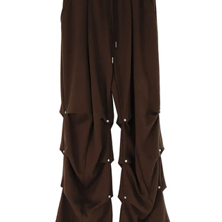 Gig Shirring Rivet Banding Wide Two-Way Sweatpants Shirring Banding Sweatpants