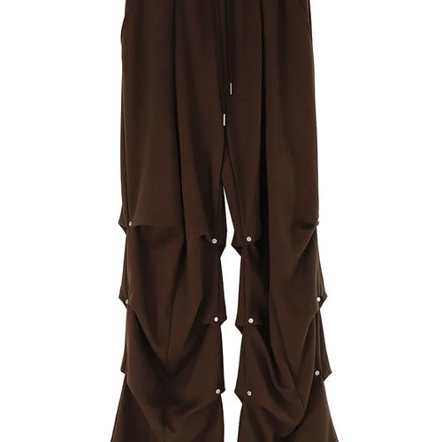 Gig Shirring Rivet Banding Wide Two-Way Sweatpants Shirring Banding Sweatpants