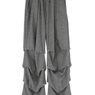 Gig Shirring Rivet Banding Wide Two-Way Sweatpants Shirring Banding Sweatpants