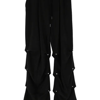 Gig Shirring Rivet Banding Wide Two-Way Sweatpants Shirring Banding Sweatpants