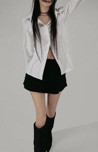 Tok Pintuck Line Blouse Shirt Collar Cardigan