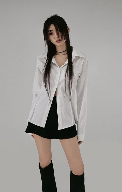 Tok Pintuck Line Blouse Shirt Collar Cardigan