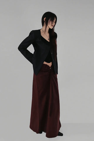 LILY UNBAL ONE-OFF-NECK CROPPED CARDIGAN