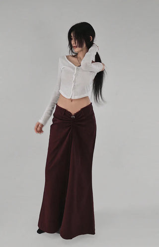 LILY UNBAL ONE-OFF-NECK CROPPED CARDIGAN