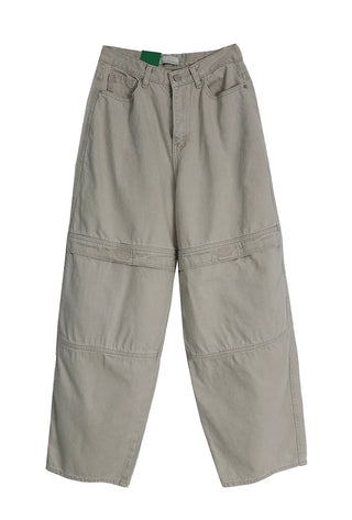 Kangaroo Pocket Cutting Line Cotton Wide Pants