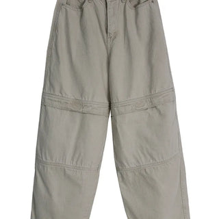 Kangaroo Pocket Cutting Line Cotton Wide Pants