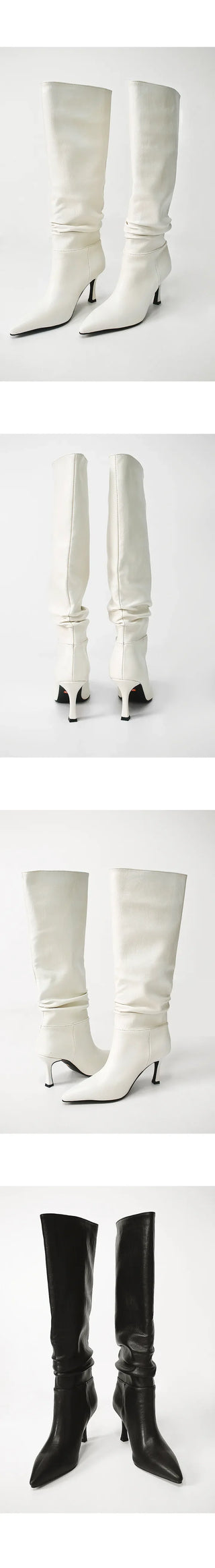 Stiletto Wrinkle Pleated Silhouette Long Boots