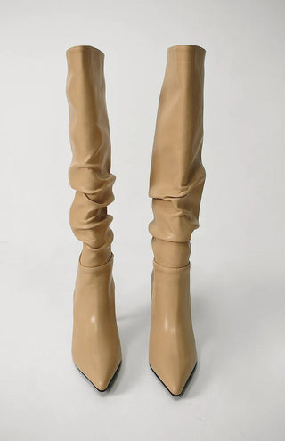 Stiletto Wrinkle Pleated Silhouette Long Boots