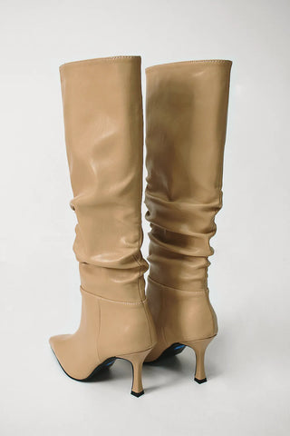 Stiletto Wrinkle Pleated Silhouette Long Boots