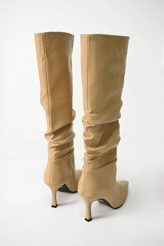 Stiletto Wrinkle Pleated Silhouette Long Boots