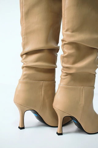 Stiletto Wrinkle Pleated Silhouette Long Boots