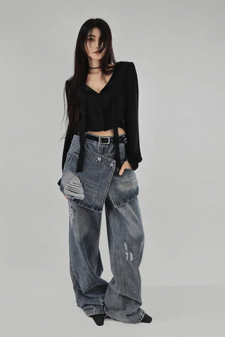 SUEDE DOUBLE TRENCH BELT LONG COAT