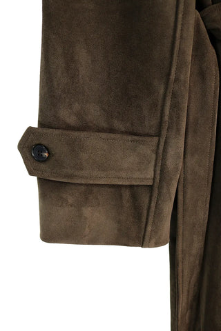SUEDE DOUBLE TRENCH BELT LONG COAT